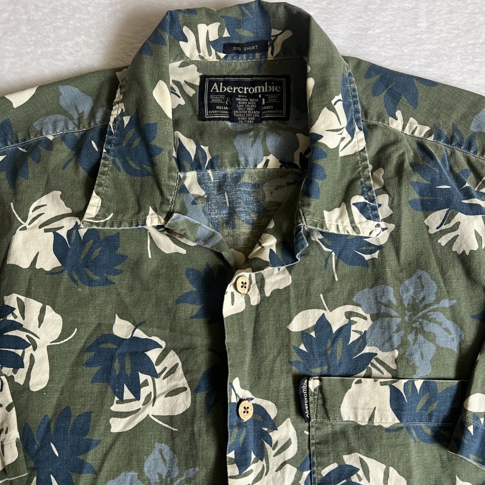 Abercrombie &‎ Fitch Mens Short Sleeve BIG Shirt Size Large Floral Hawaiian